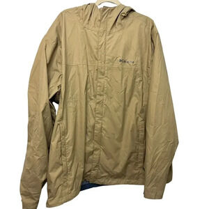 Columbia Full-Zip Windbreaker Jacket Size XXL Khaki Waterproof Lined Hooded